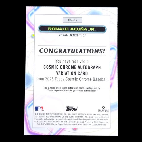2023 Chrome Cosmic RONALD ACUNA JR Black Eclipse Refractor SSP On Card Auto /10