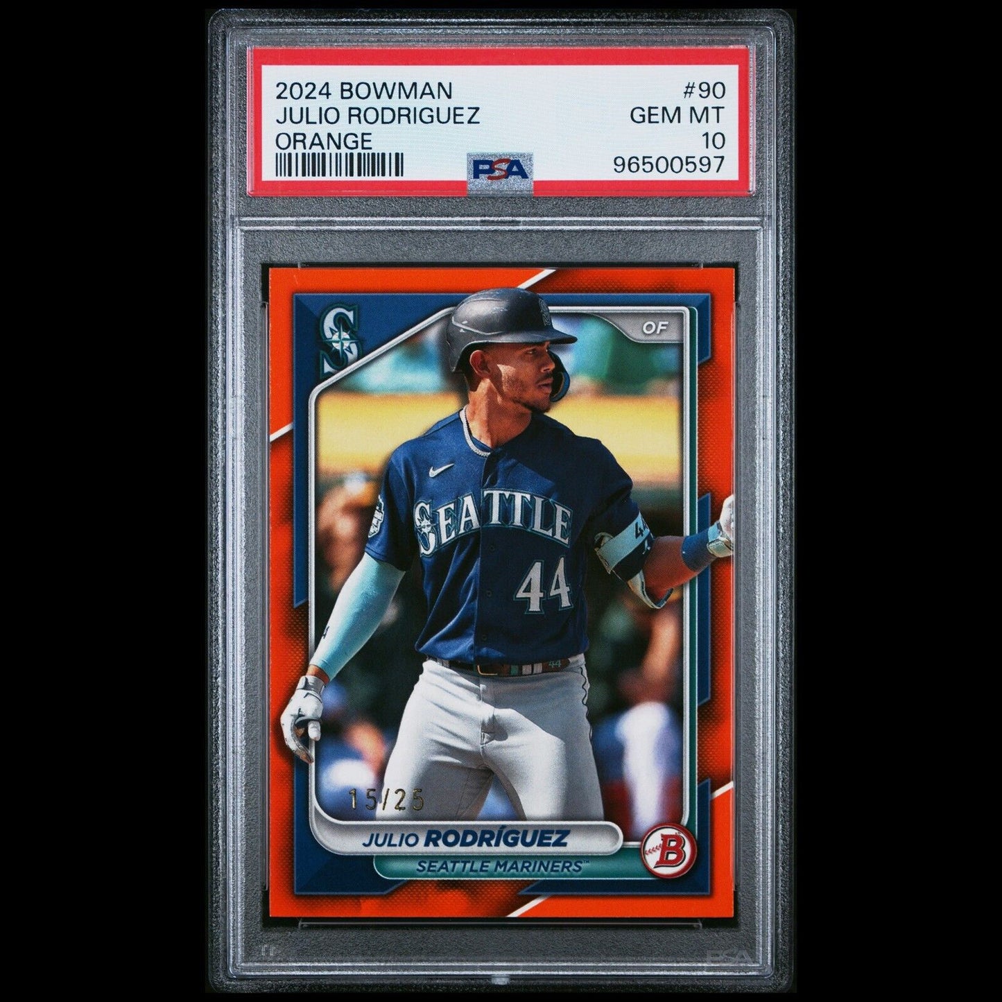 2024 Bowman JULIO RODRIGUEZ Mariners SP Orange Parallel /25 PSA 10 GEM MINT POP1