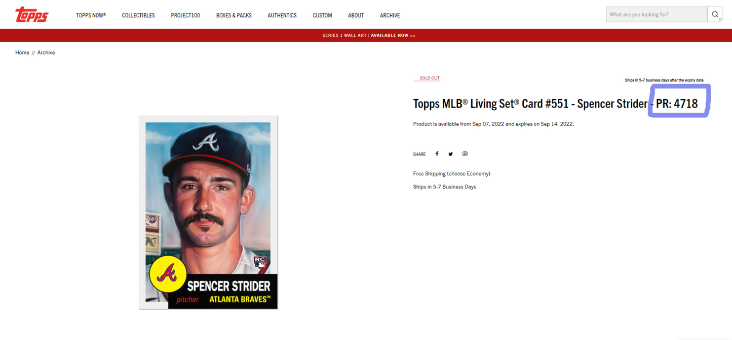 2022 Topps Living Set SPENCER STRIDER MLB Braves Phenom Rookie Card RC #551