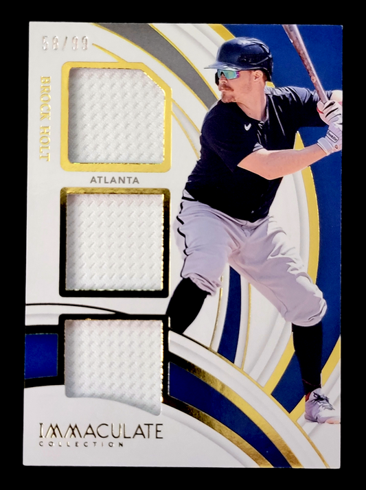 2022 Immaculate BROCK HOLT MLB Braves Jock Triple Patch Relic Card /99 IMT-BH