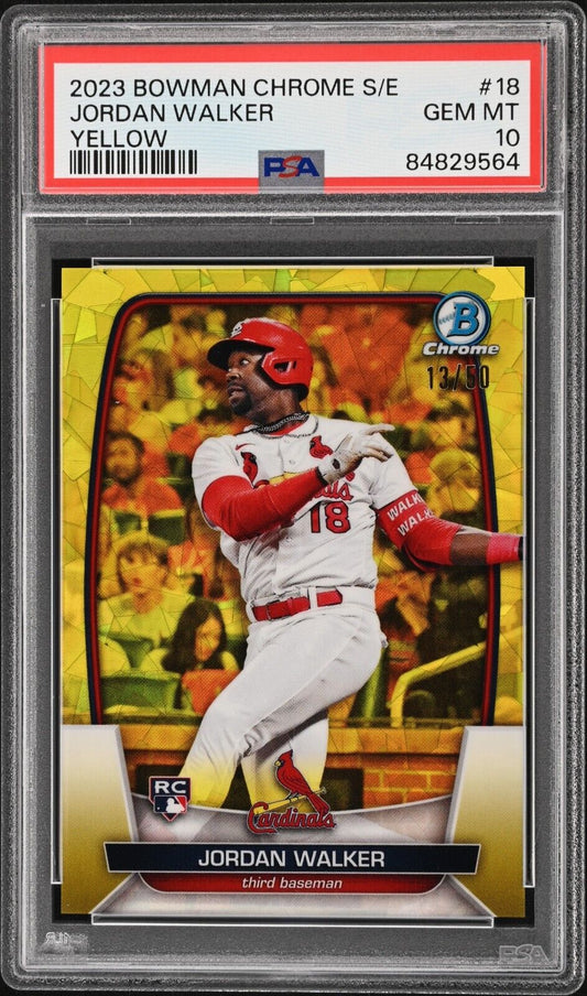 2023 Bowman Chrome Sapphire JORDAN WALKER Yellow SP Rookie RC /50 PSA 10 POP 2