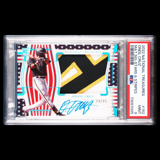 2022 National Treasures ONEIL CRUZ MLB Stars & Stripes RC Auto /25 PSA 9 MINT