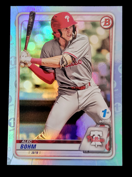 2020 Bowman 1st Edition ALEC BOHM MLB Sky Blue Holo Foil 1st True Rookie BFE-29