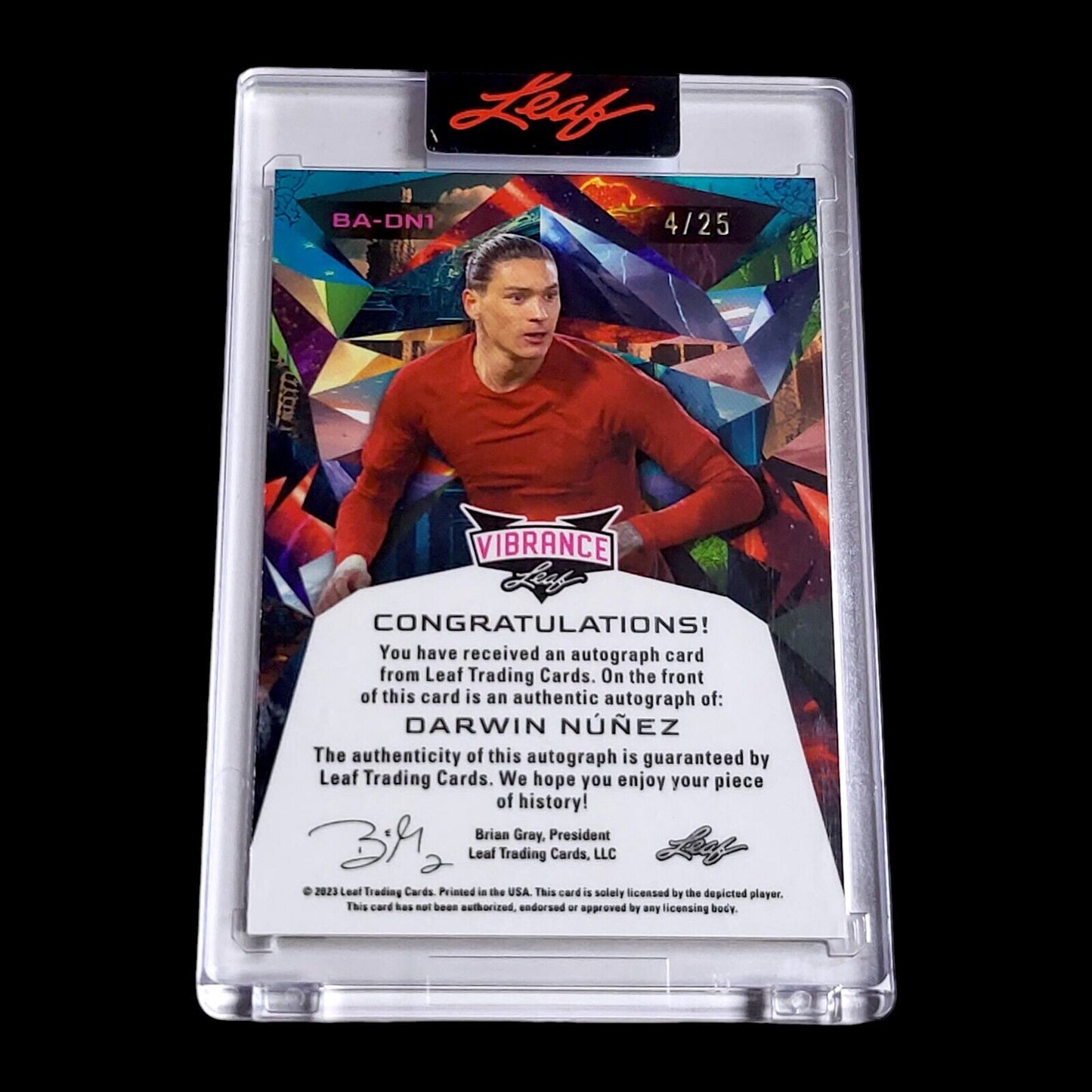 2023 Leaf Vibrance DARWIN NUNEZ Liverpool SP Encased Soccer Auto /25 #BADN1