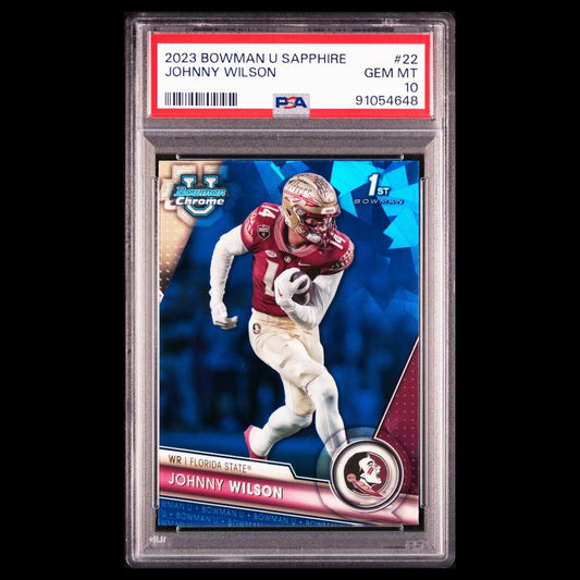 2023 Bowman Chrome U Sapphire JOHNNY WILSON 1st SP Blue Refractor PSA 10 GEM