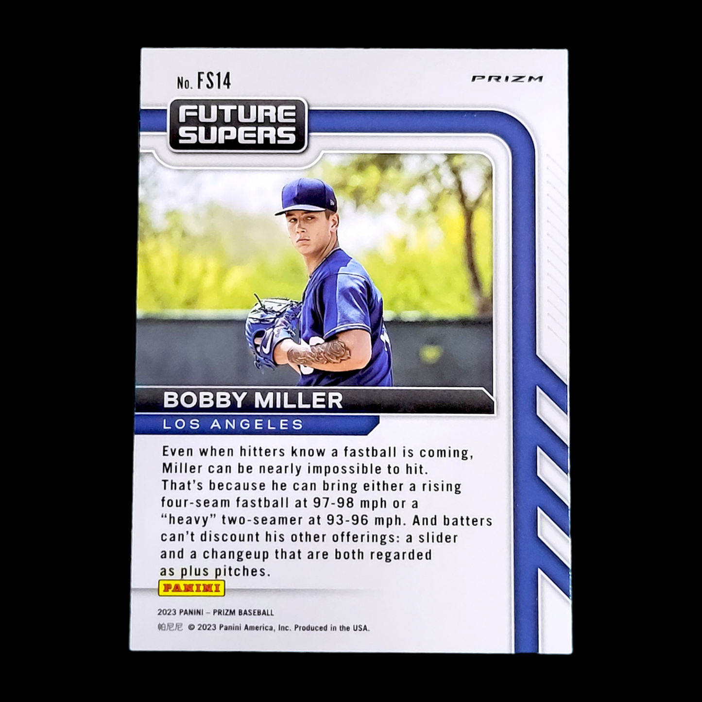 2023 Panini Prizm BOBBY MILLER Future Supers Silver PRIZM Holo RC Dodgers #FS14