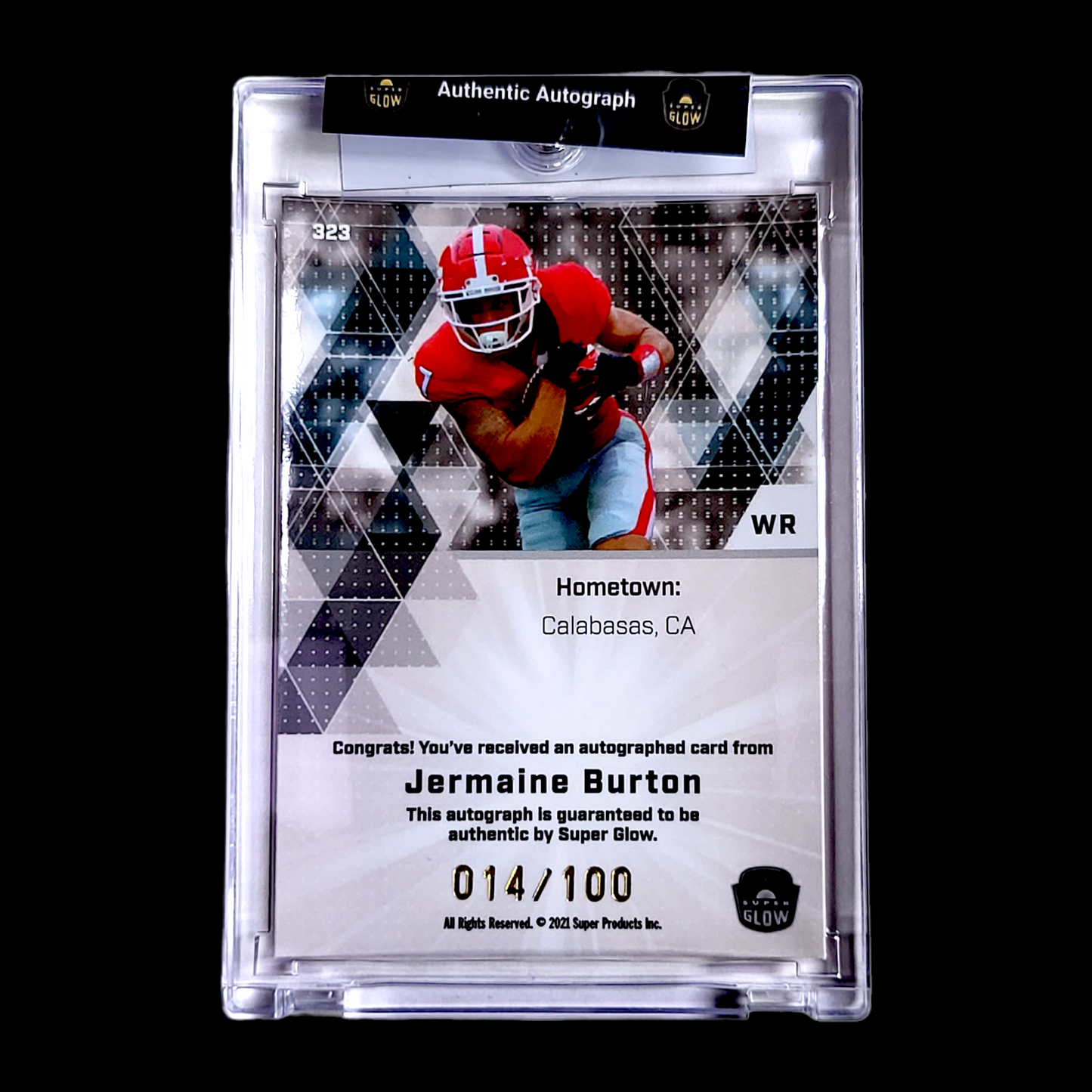 2021 Super Glow JERMAINE BURTON NFL 1st Ever Orange Refractor Auto RC /100