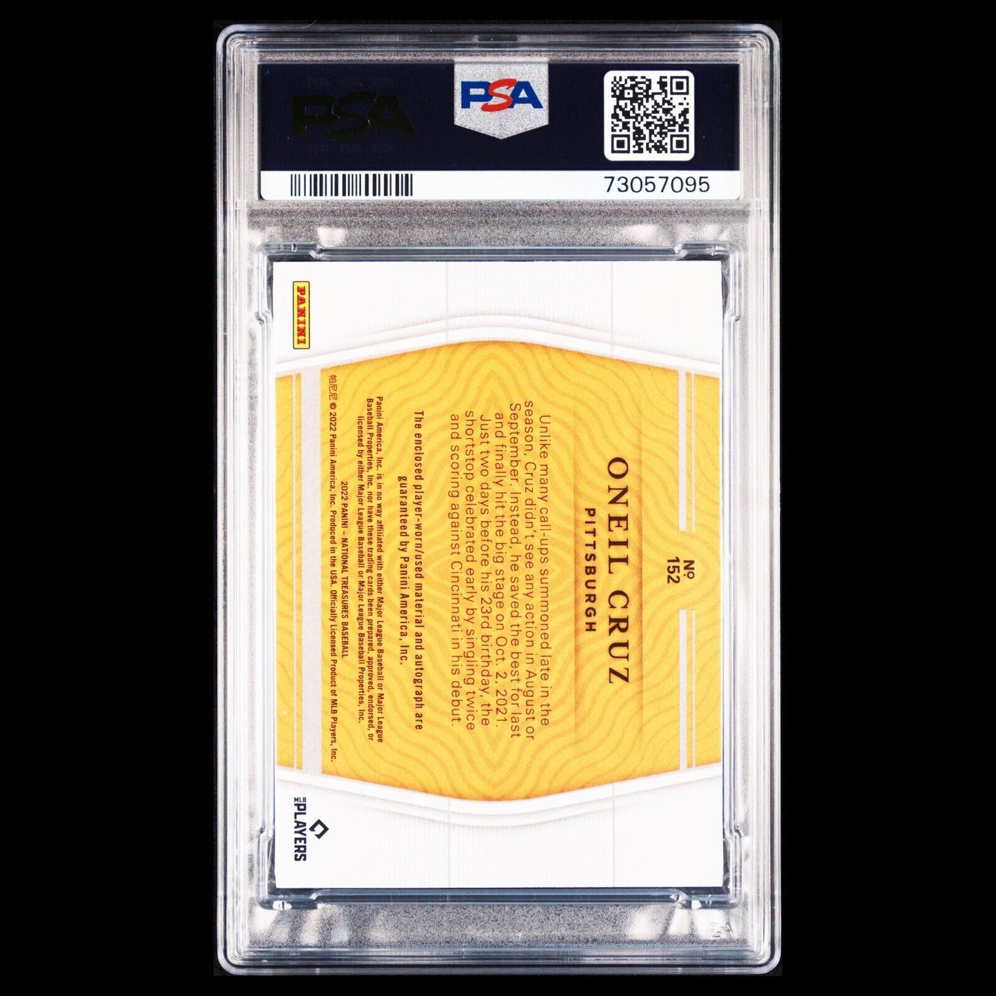 2022 National Treasures ONEIL CRUZ MLB Stars & Stripes RC Auto /25 PSA 9 MINT