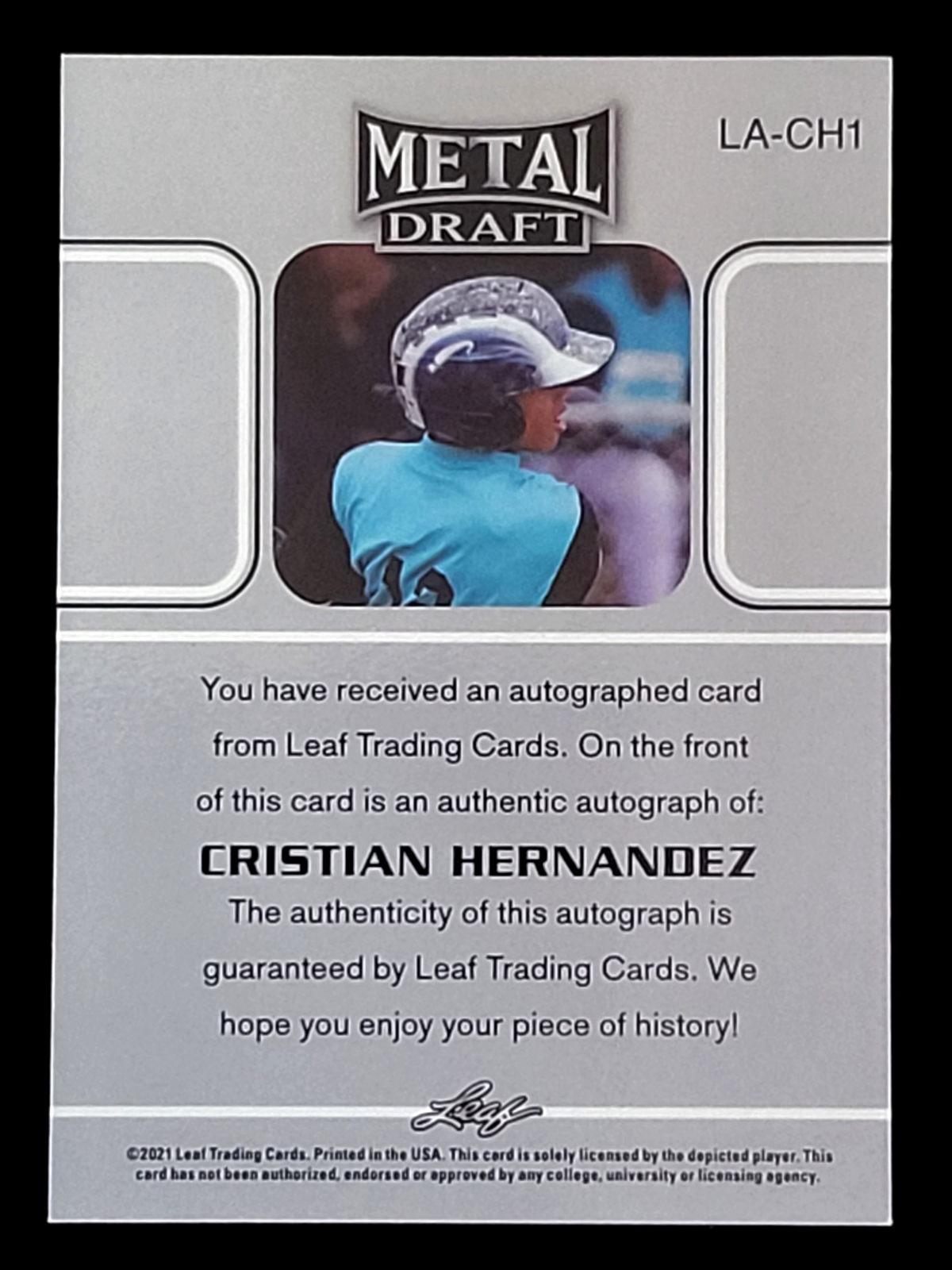 2021 Leaf Metal Draft CRISTIAN HERNANDEZ MLB Silver Crystals Cracked Ice Auto