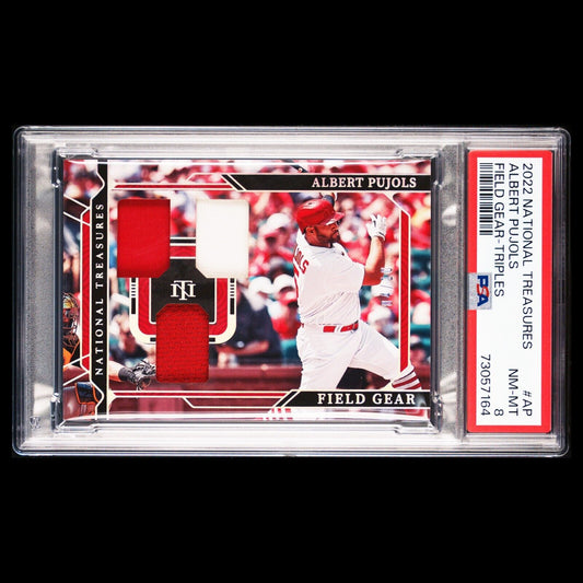 2022 National Treasures ALBERT PUJOLS MLB Field Gear  SSP Triple Relic /10 PSA 8