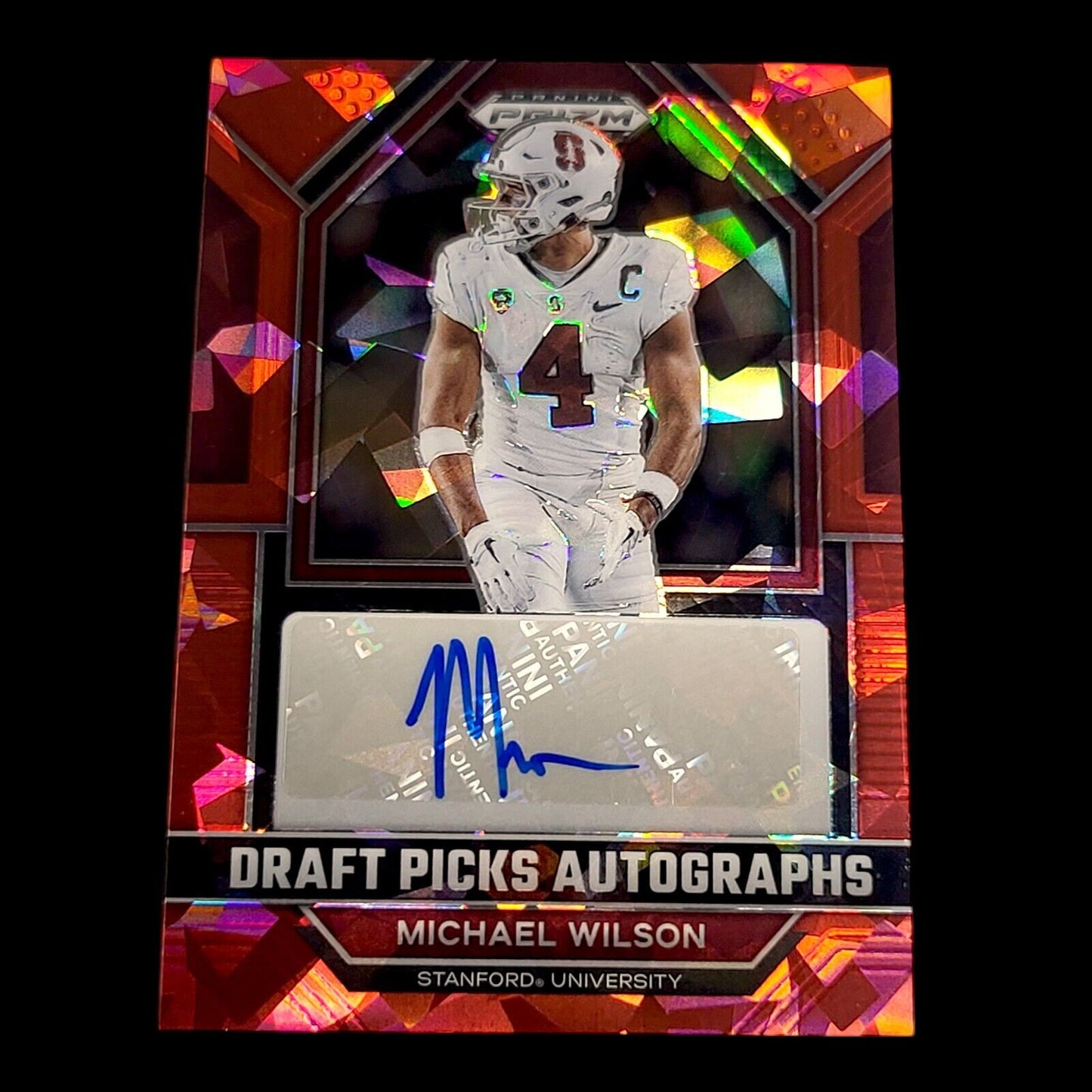 2023 Panini Prizm Draft Picks MICHAEL WILSON Red Cracked Ice PRIZM RC Auto