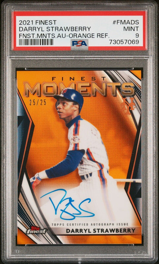 2021 Topps Finest Moments DARRYL STRAWBERRY MLB Orange SP Auto /25 PSA 9 MINT