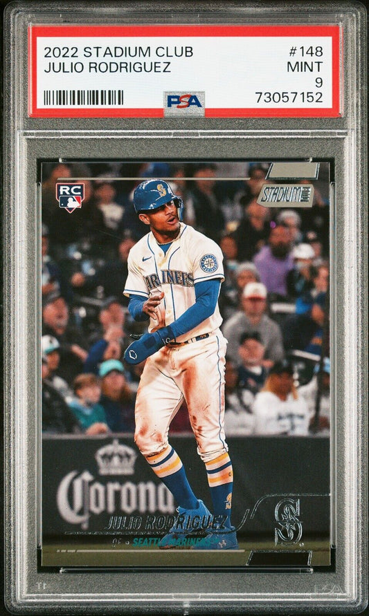 2022 Topps Stadium Club JULIO RODRIGUEZ MLB Seattle Mariners RC PSA 9 MINT #148