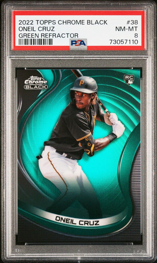 2022 Topps Chrome Black ONEIL CRUZ MLB Green Refractor Rookie RC /99 PSA 8