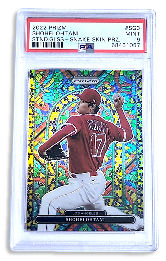 2022 Panini Prizm SHOHEI OHTANI MLB Stained Glass Snake Skin PRIZM /50 SP PSA 9