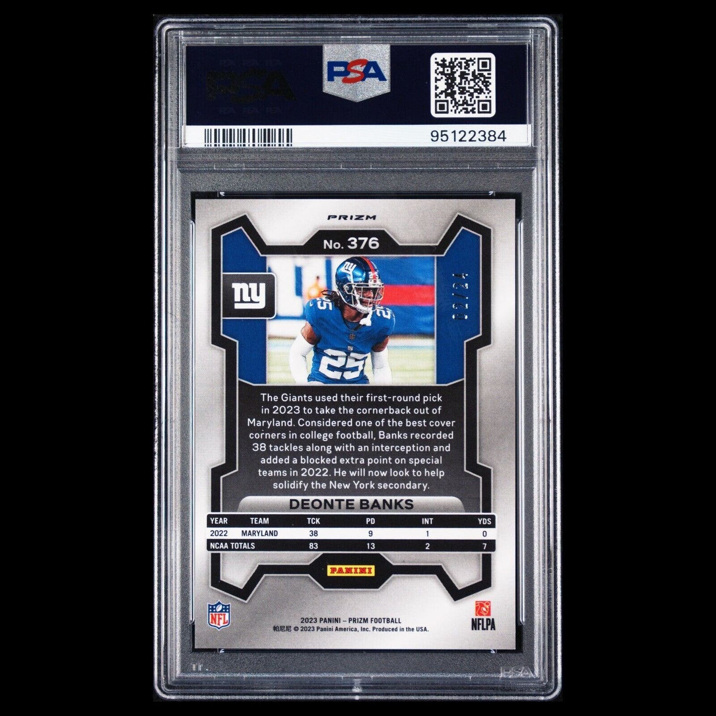 2023 Panini Prizm DEONTE BANKS SSP Gold Sparkle Pack PRIZM RC /24 PSA 10 GEM