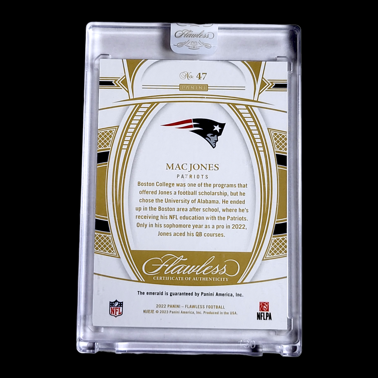 2022 Panini Flawless Gems MAC JONES NFL Encased SSP Green Emerald Patriots 1/5
