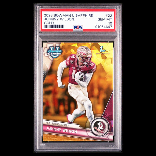 2023 Bowman Chrome U Sapphire JOHNNY WILSON 1st SP Gold Refractor PSA 10 GEM