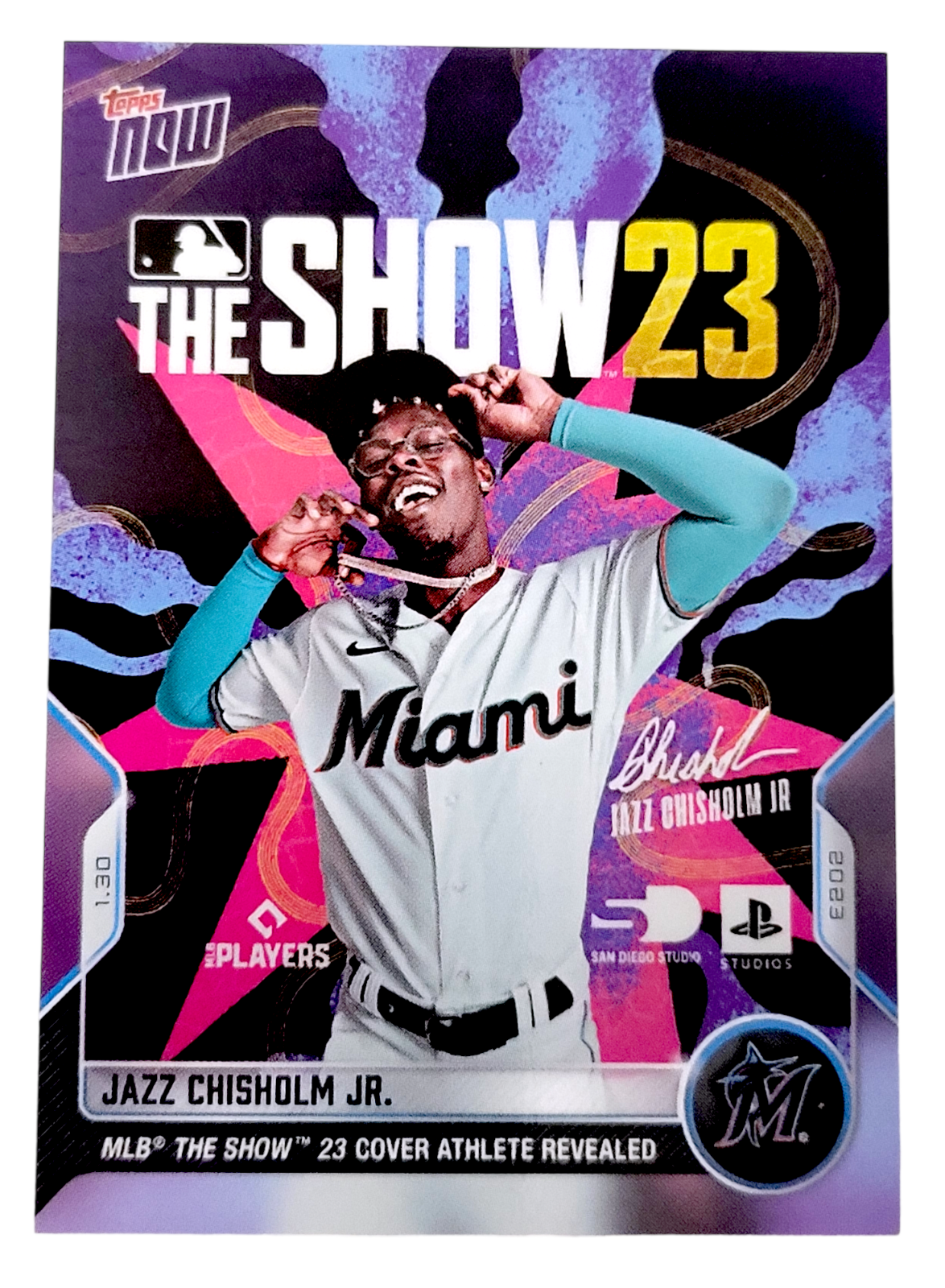 2023 Topps Now Off-Season JAZZ CHISHOLM MLB the Show 23 Cover Athlete #OS-61