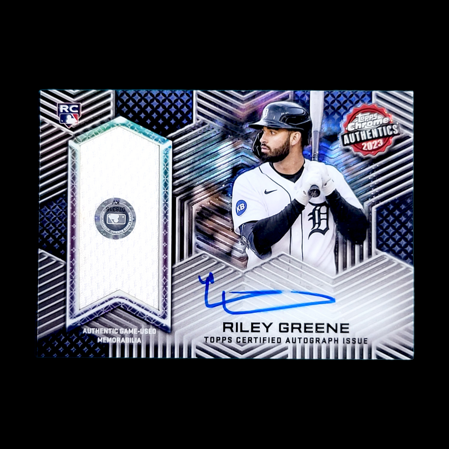 2023 Topps Chrome Authentics RILEY GREENE SP On-Card Rookie Relic Auto RC /99
