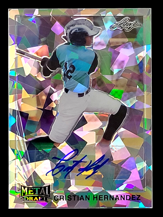 2021 Leaf Metal Draft CRISTIAN HERNANDEZ MLB Silver Crystals Cracked Ice Auto