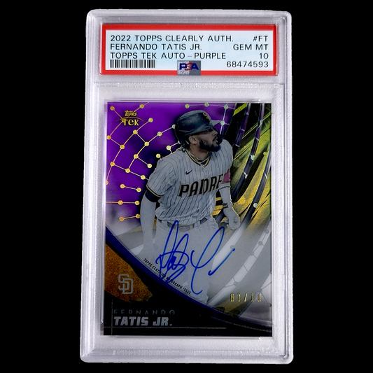 2022 Topps Clearly Authentic Tek FERNANDO TATIS JR Purple SSP Auto /10 PSA 10