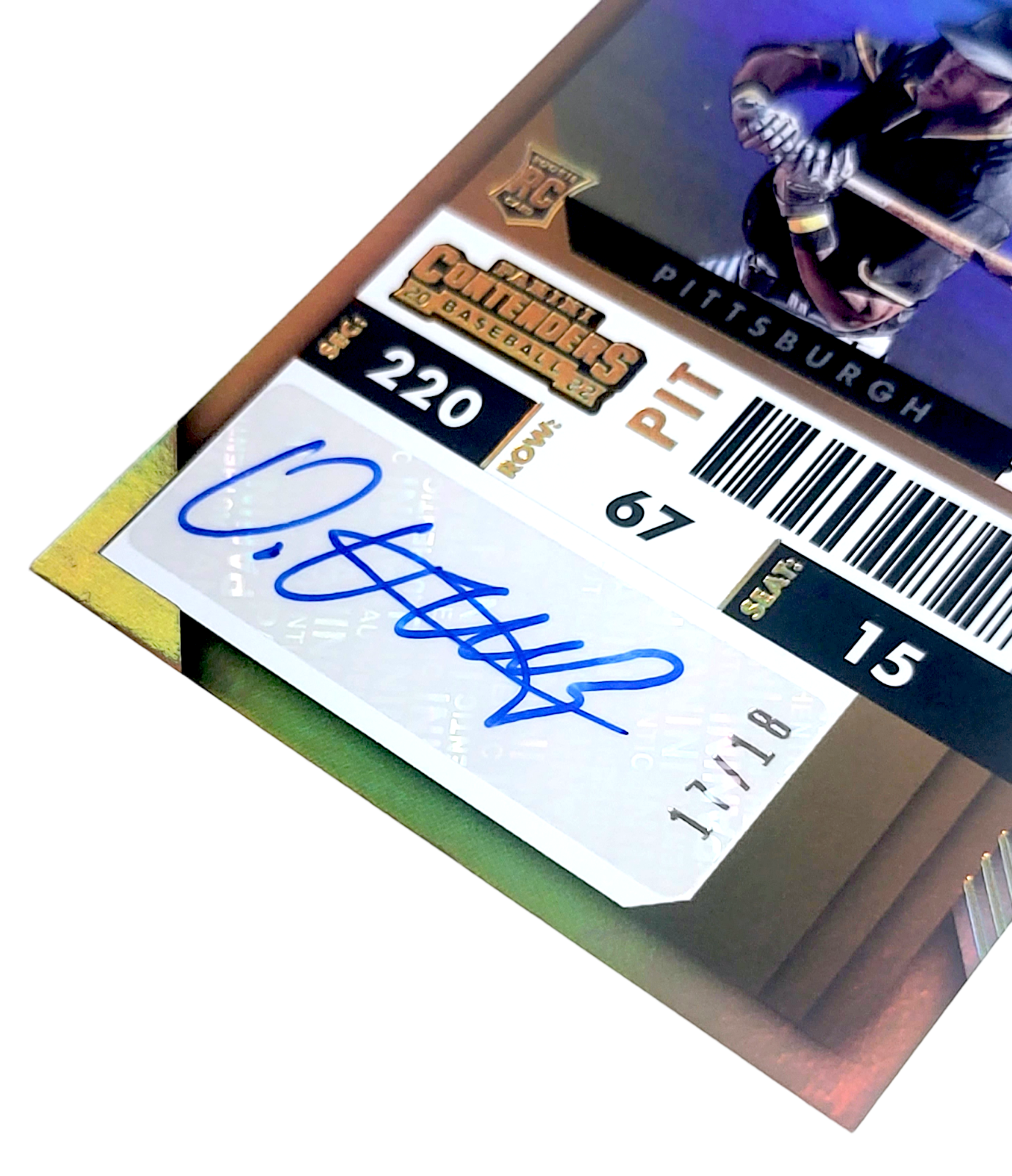 2022 Panini Contenders ONEIL CRUZ MLB Pirates Gold Playoff Ticket SP RC Auto /18
