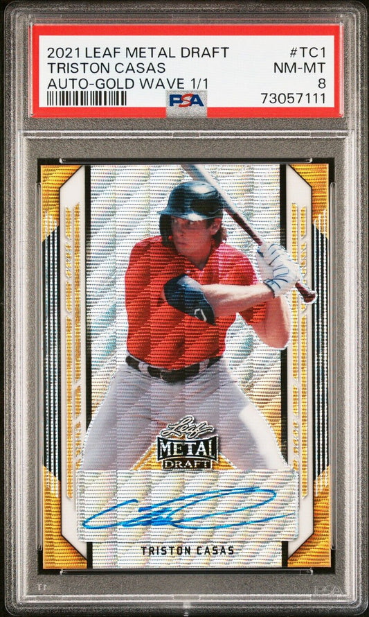 2021 Leaf Metal Draft TRISTON CASAS MLB Red Sox Gold Wave 1/1 Auto BA-TC1 PSA 8