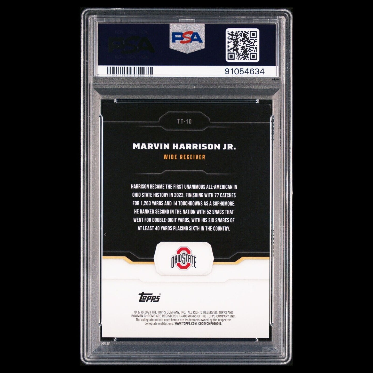 2023 Bowman Chrome U Sapphire MARVIN HARRISON JR. Treasured Talent PSA 9 MINT