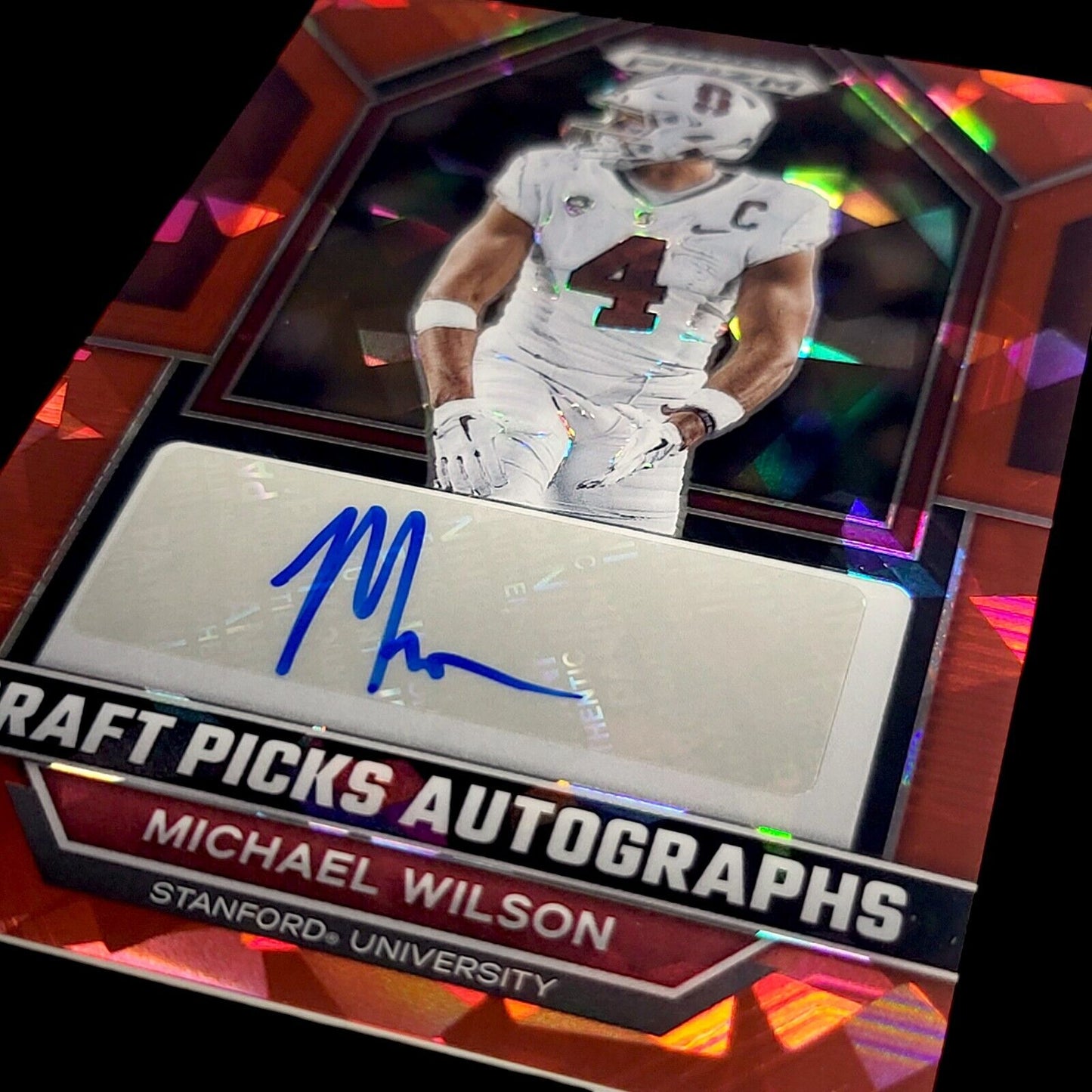 2023 Panini Prizm Draft Picks MICHAEL WILSON Red Cracked Ice PRIZM RC Auto