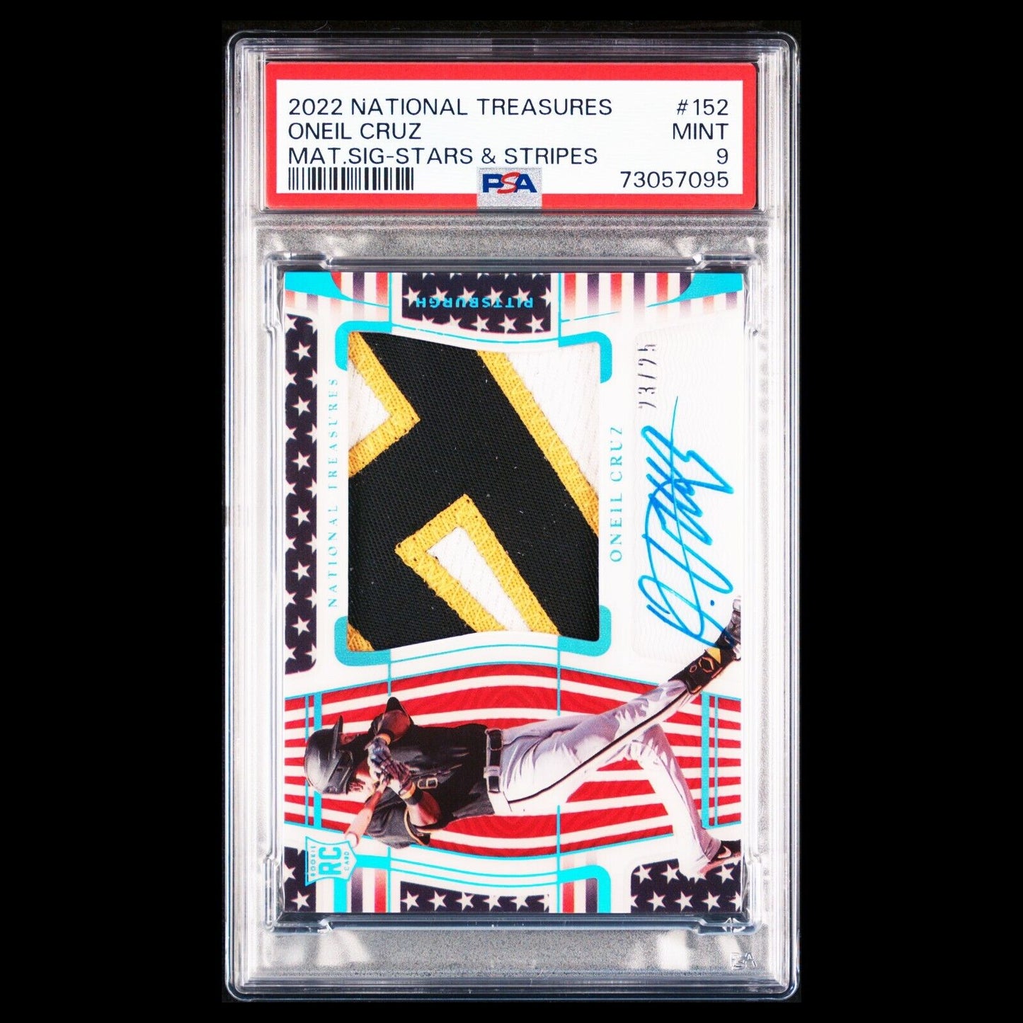 2022 National Treasures ONEIL CRUZ MLB Stars & Stripes RC Auto /25 PSA 9 MINT