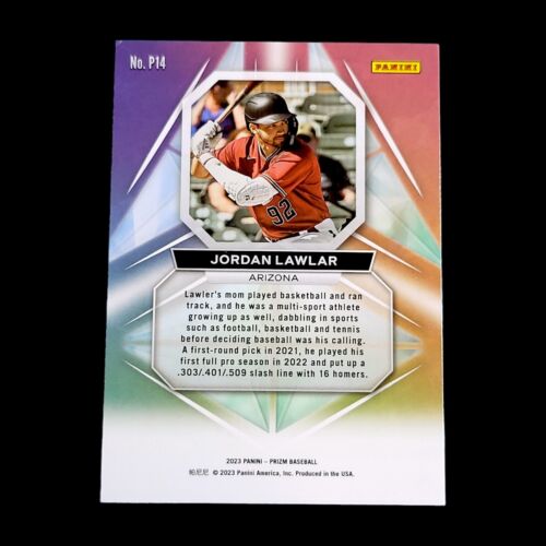 2023 Panini Prizm JORDAN LAWLAR MLB DBACKS Prizmatic Insert Phenom Rookie RC P14