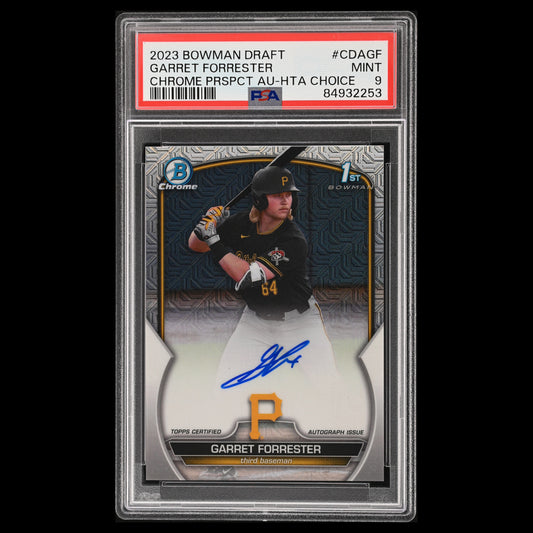 2023 1st Bowman Draft Garret Forrester Choice Mojo On Card Auto SP /150 PSA 9