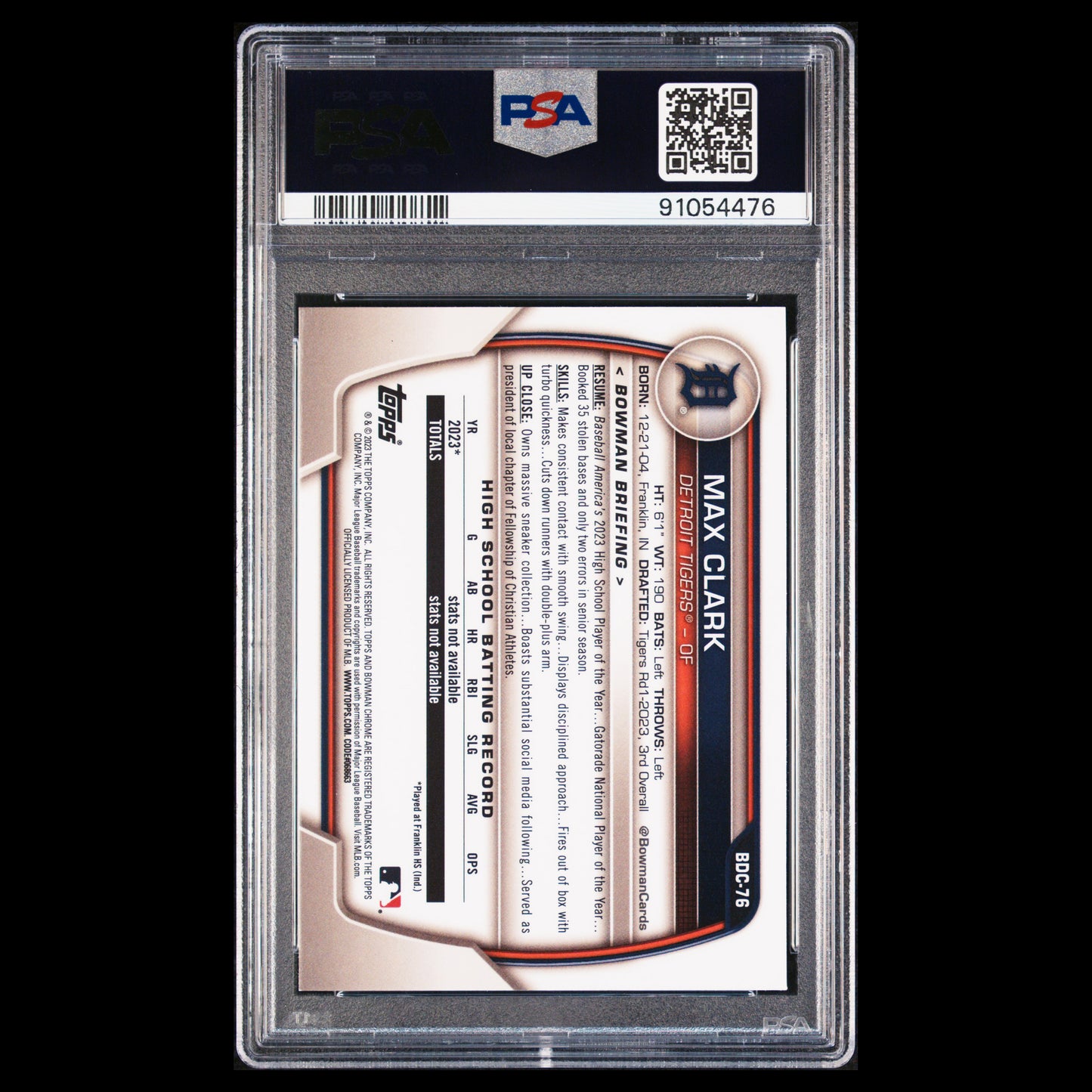 2023 Bowman Draft Sapphire MAX CLARK 1st True Refractor Rookie Card RC PSA 10