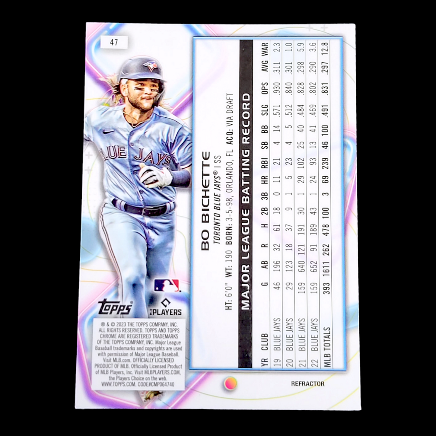 2023 Topps Chrome Cosmic BO BICHETTE Toronto Blue Jays Silver Refractor #47