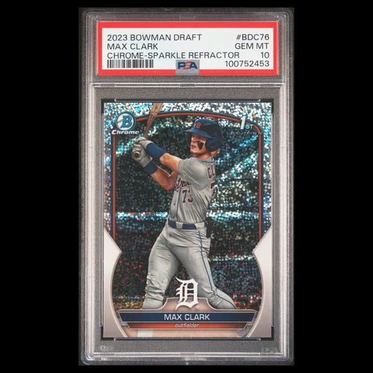 2023 Bowman Draft Chrome MAX CLARK 1st SP Sparkle Refractor Rookie RC PSA 10 GEM