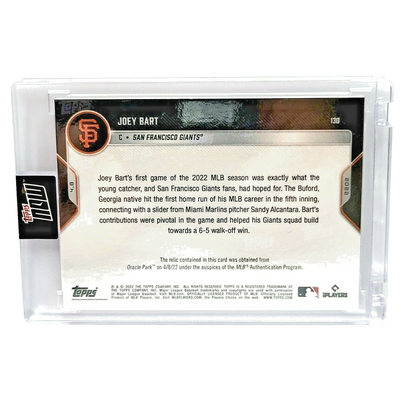 2022 Topps NOW Joey Bart MLB Red Foil Opening Day Game Base Relic SSP 1/10 RC