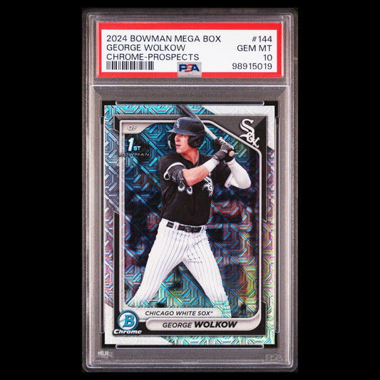 2024 Bowman Chrome GEORGE WOLKOW 1st Bowman Mojo Refractor RC PSA 10 GEM