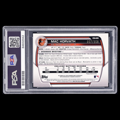 2023 Bowman Draft MAC HORVATH HTA Choice Mojo 1st Refractor Rookie RC /150 PSA 9