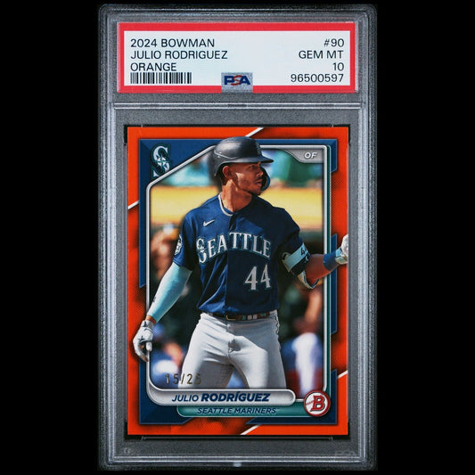 2024 Bowman JULIO RODRIGUEZ Mariners SP Orange Parallel /25 PSA 10 GEM MINT POP1