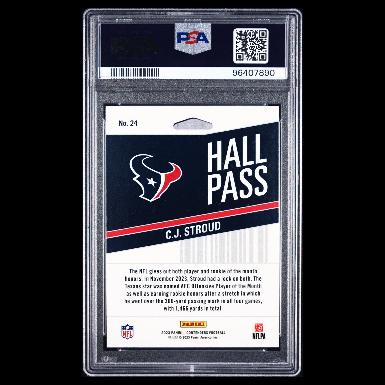 2023 Donruss Optic CJ STROUD Texans HALL PASS Rookie Card RC #24 PSA 9 MINT