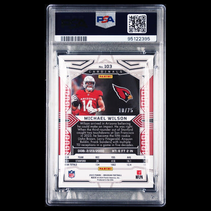 2023 Panini Obsidian MICHAEL WILSON SP Electric Etch Purple RC /75 PSA 9 MINT
