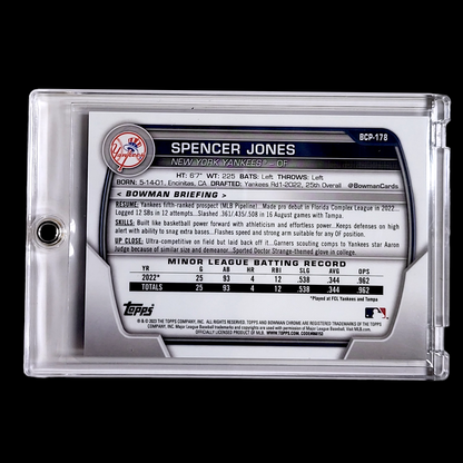 2023 Bowman Chrome Sapphire SPENCER JONES SSP Purple Variation Prospect RC /25