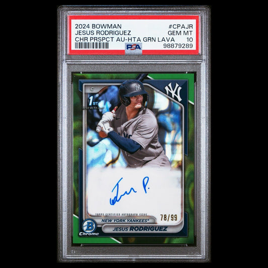 2024 Bowman Chrome JESUS RODRIGUEZ 1st Green Refractor On-Card Auto /99 PSA 10