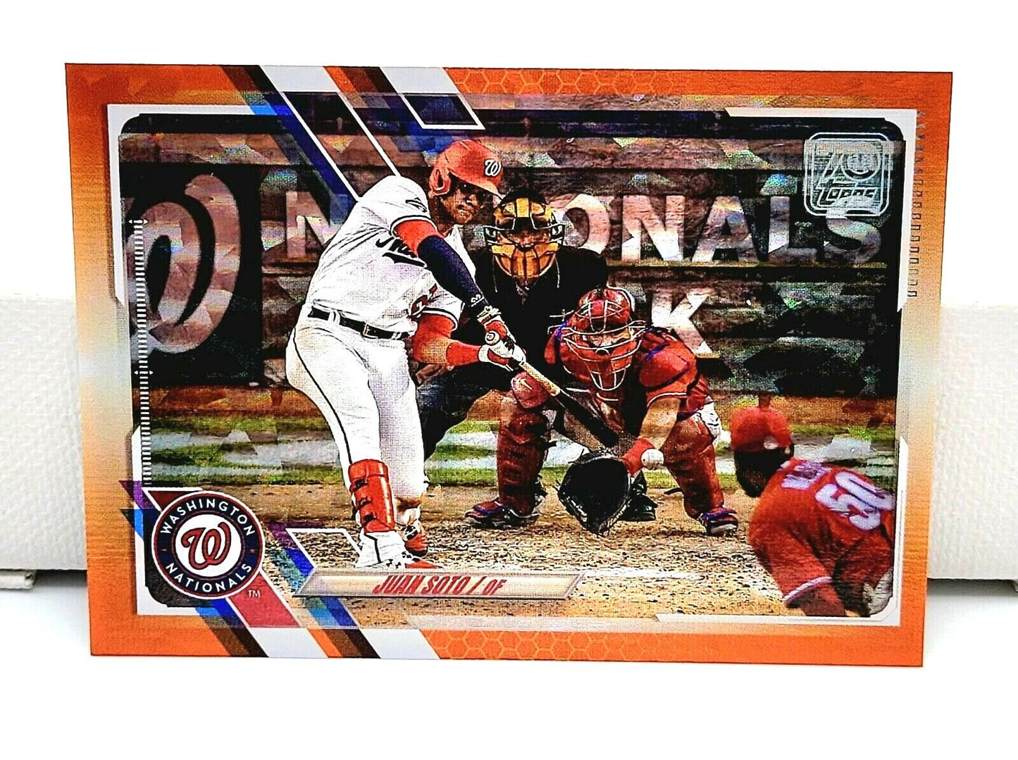 💥 2021 Topps Series 1 JUAN SOTO Nationals Orange Ice Foil Hologram /299 #330