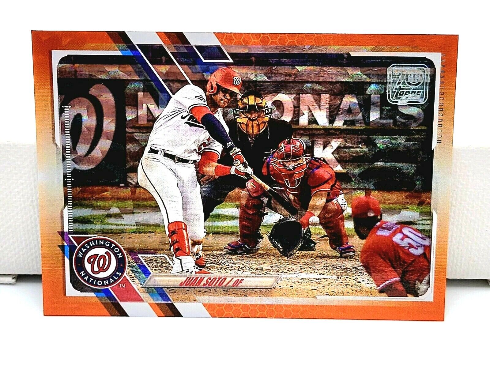💥 2021 Topps Series 1 JUAN SOTO Nationals Orange Ice Foil Hologram /299 #330