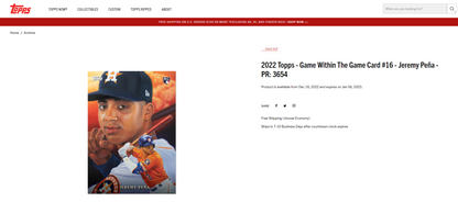 2022 Topps JEREMY PENA Astros MLB Game Within the Game Glossy SP Rookie RC #16