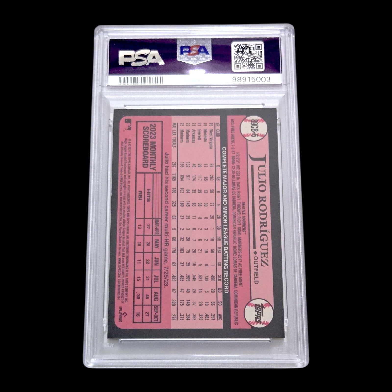 2024 Topps Chrome JULIO RODRIGUEZ 1989 Design 35th Ann. Superfractor 1/1 PSA 9