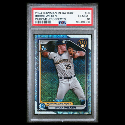 2024 Bowman Chrome BROCK WILKEN SP 1st True Bowman Mojo Refractor RC PSA 10