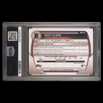 2023 Bowman Draft Chrome MAX CLARK 1st SP Sparkle Refractor Rookie RC PSA 10 GEM